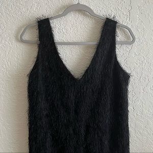 Black faux fur dress